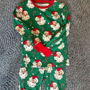 Soft Snooze Kids 5/6Green Santa Christmas Candy Cane Pajama PJs Set